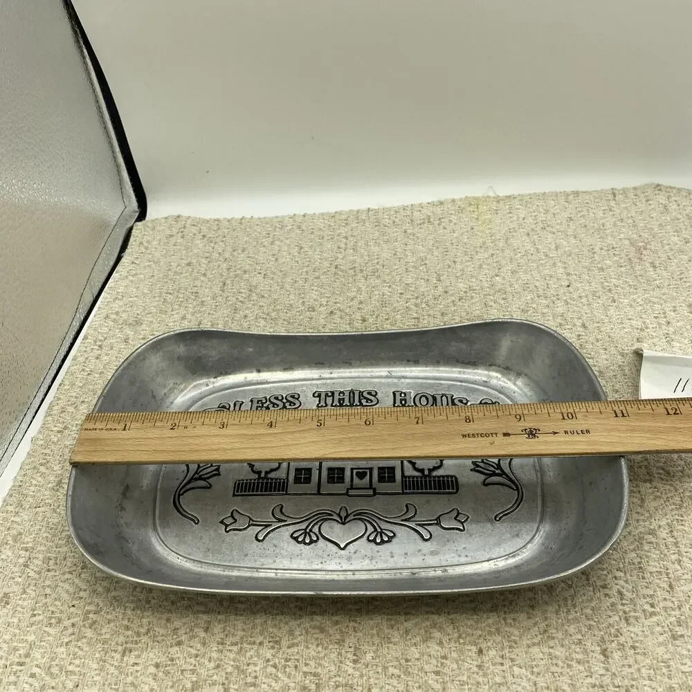 Vintage Metal Dish “BLESS THIS HOUSE” Wilton Armetale USA #601013 Pewter